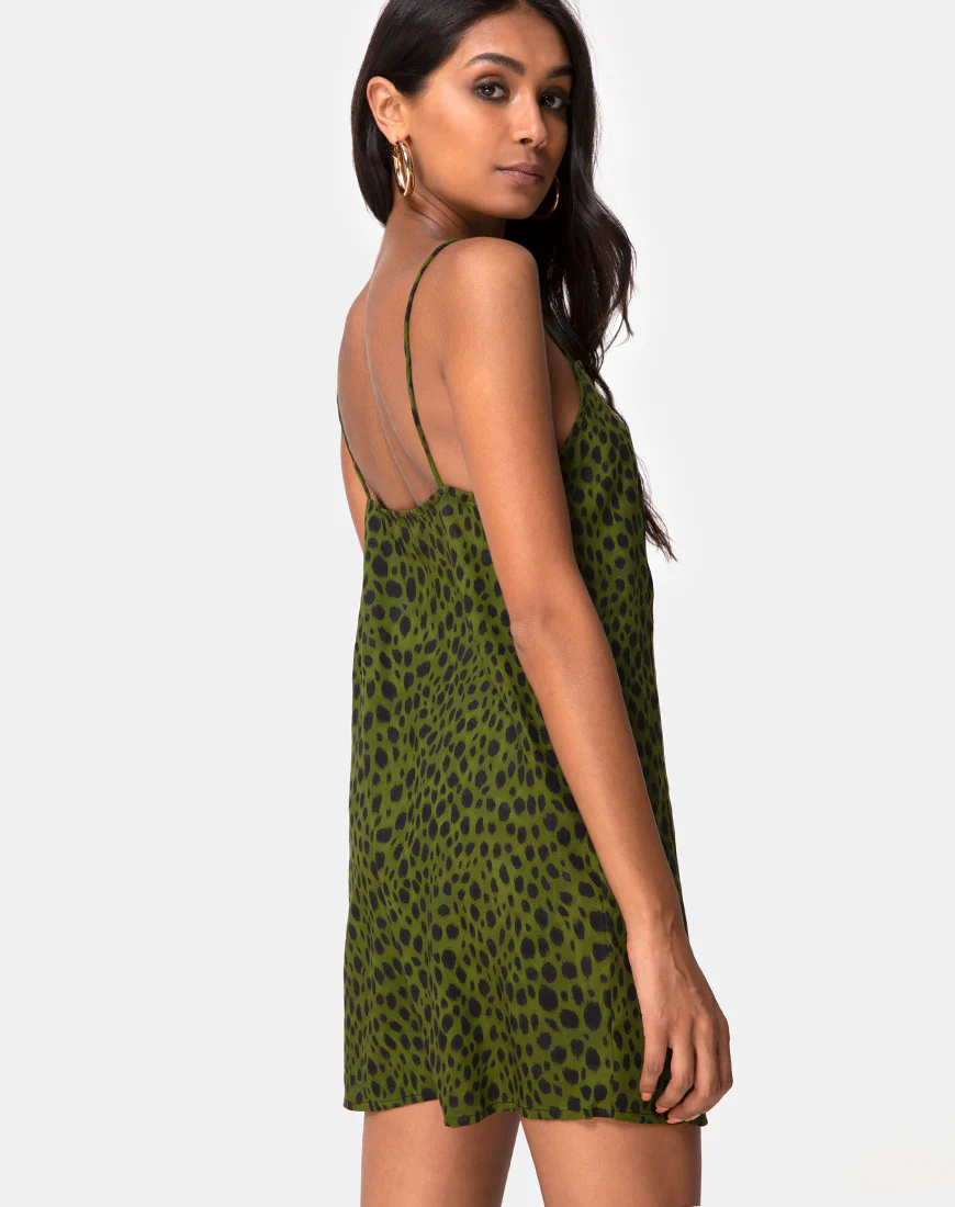Datista Slip Dress in Cheetah Khaki - Image 2