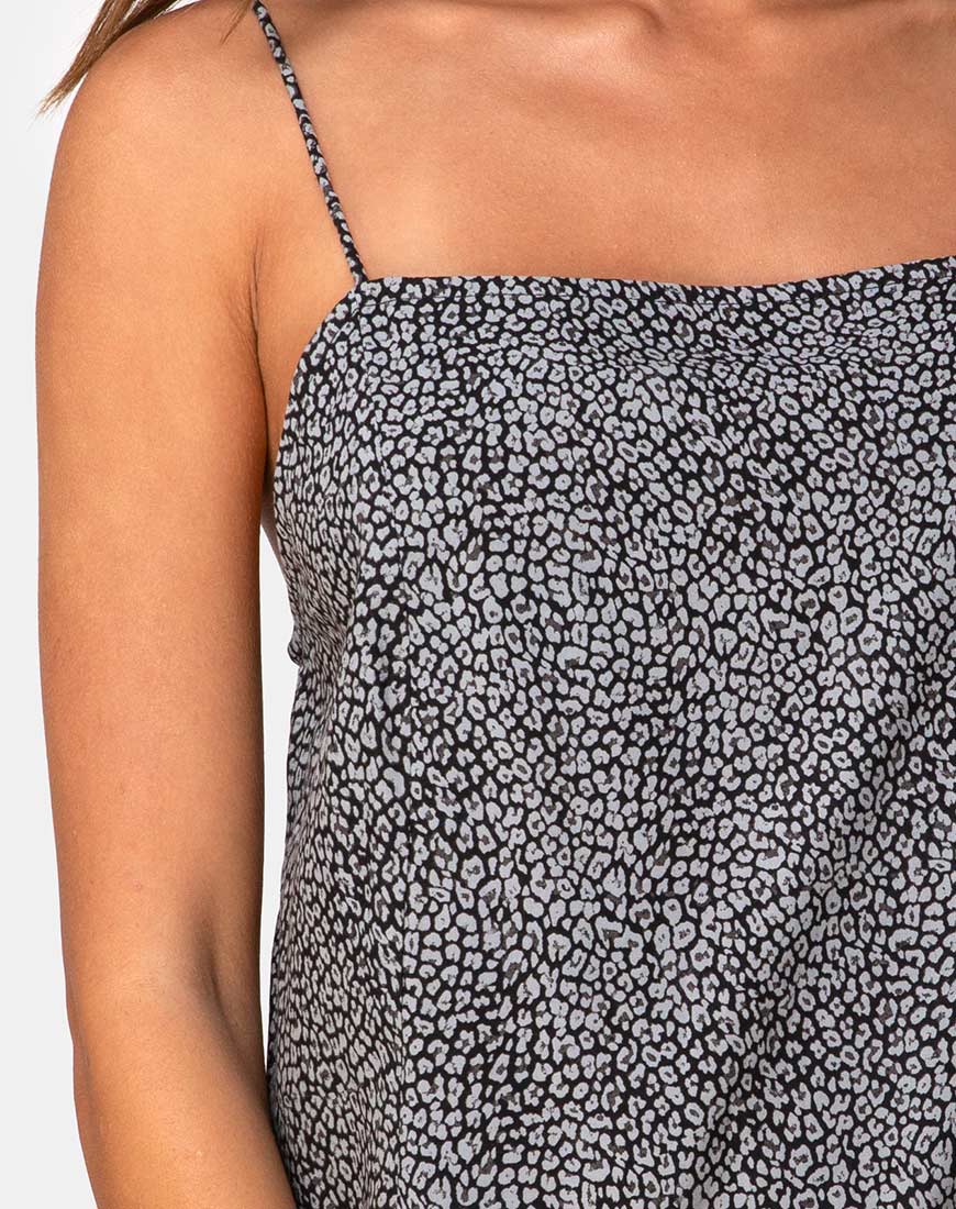 Datista Slip Dress in Ditsy Leopard Grey - Image 5