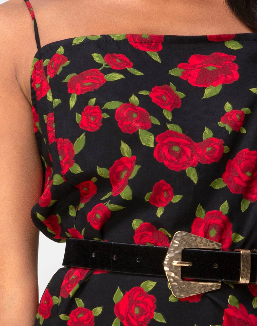 Datista Slip Dress in Roaming Rose Black - Image 5