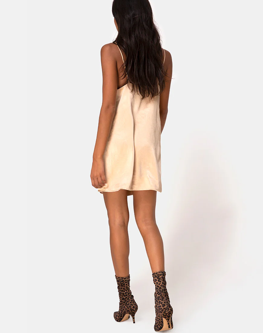 Datista Dress in Satin Gold - Image 4