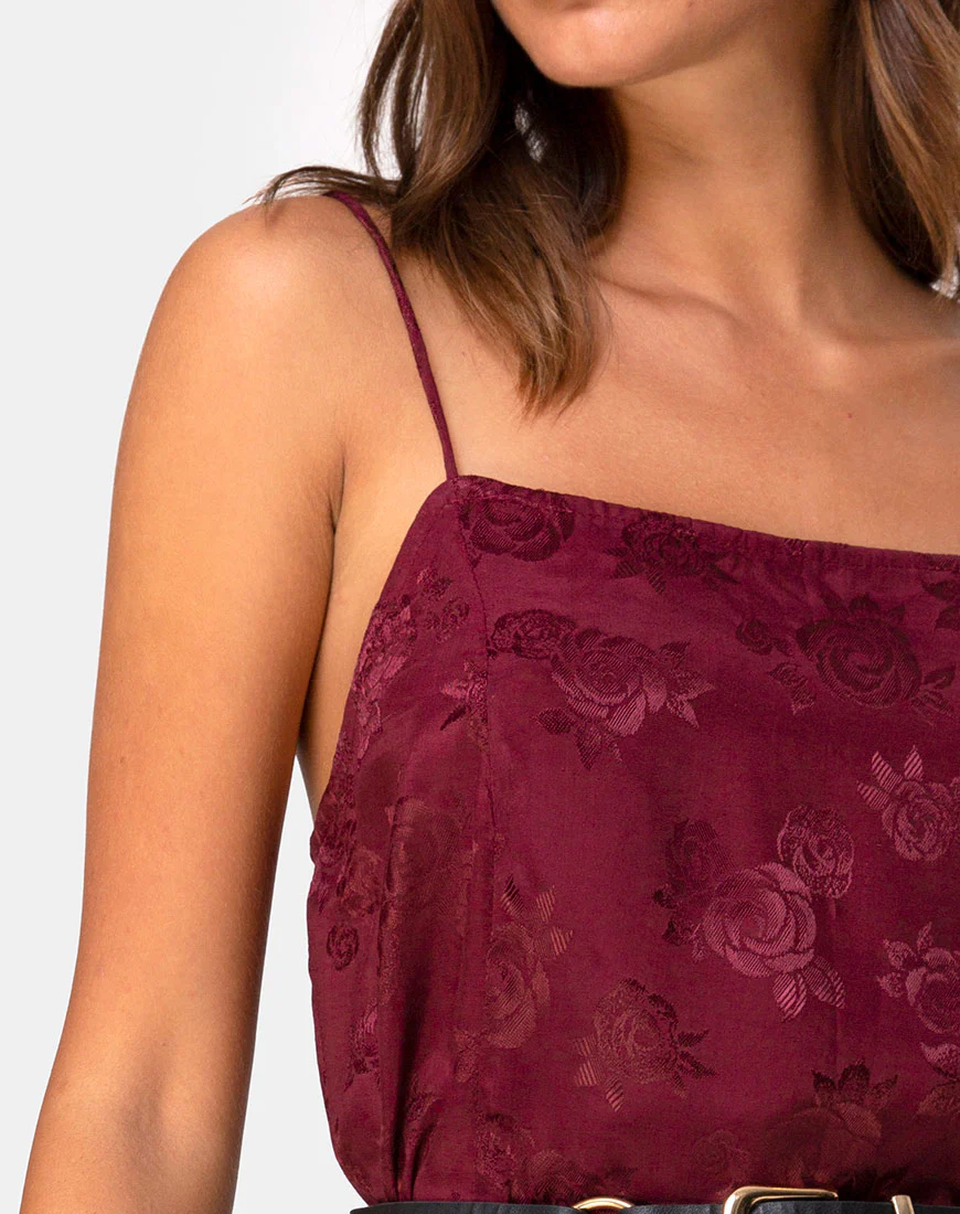 Datista Slip Dress in Satin Rose Burgundy - Image 5