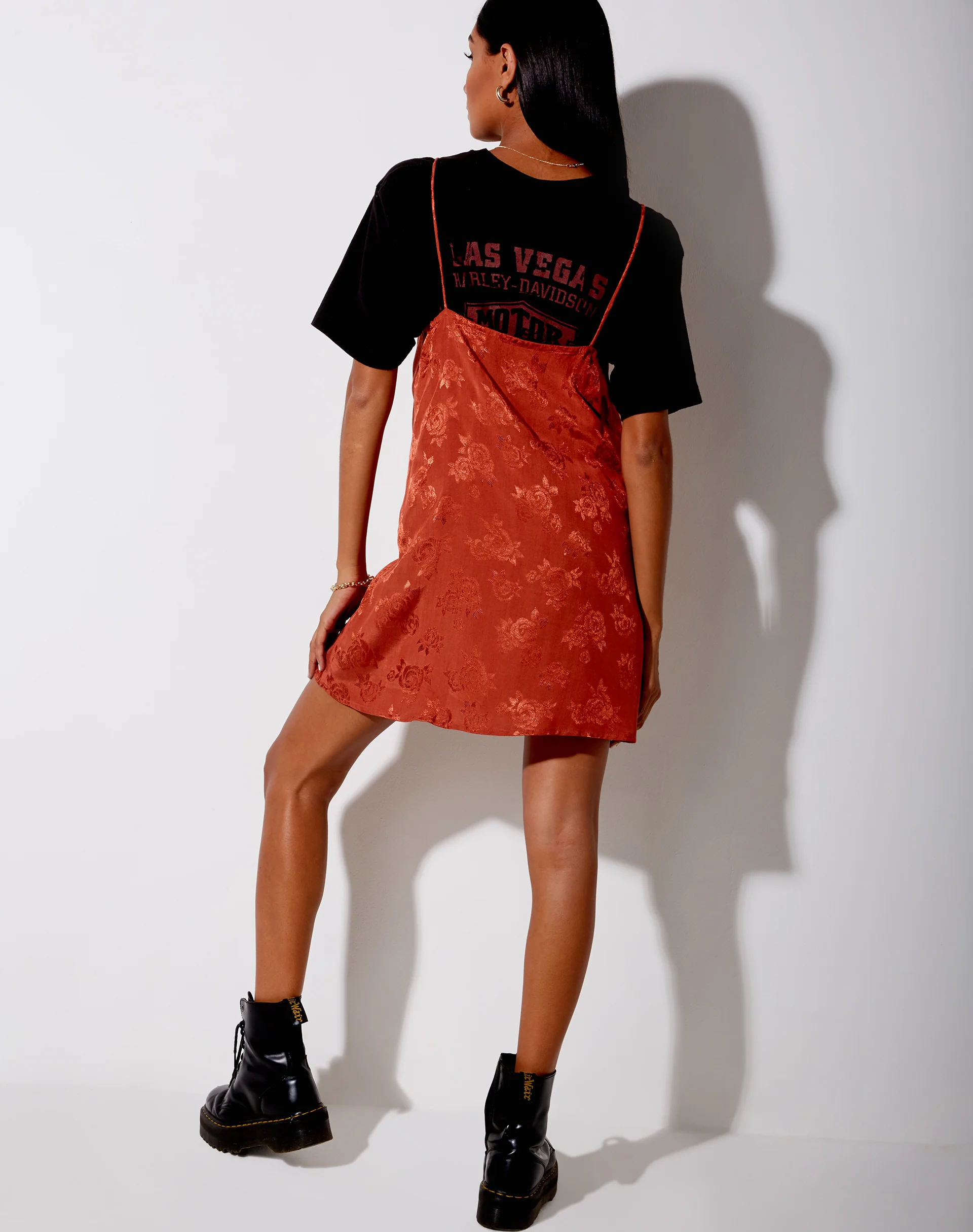 Datista Slip Dress in Satin Rose Copper - Image 4