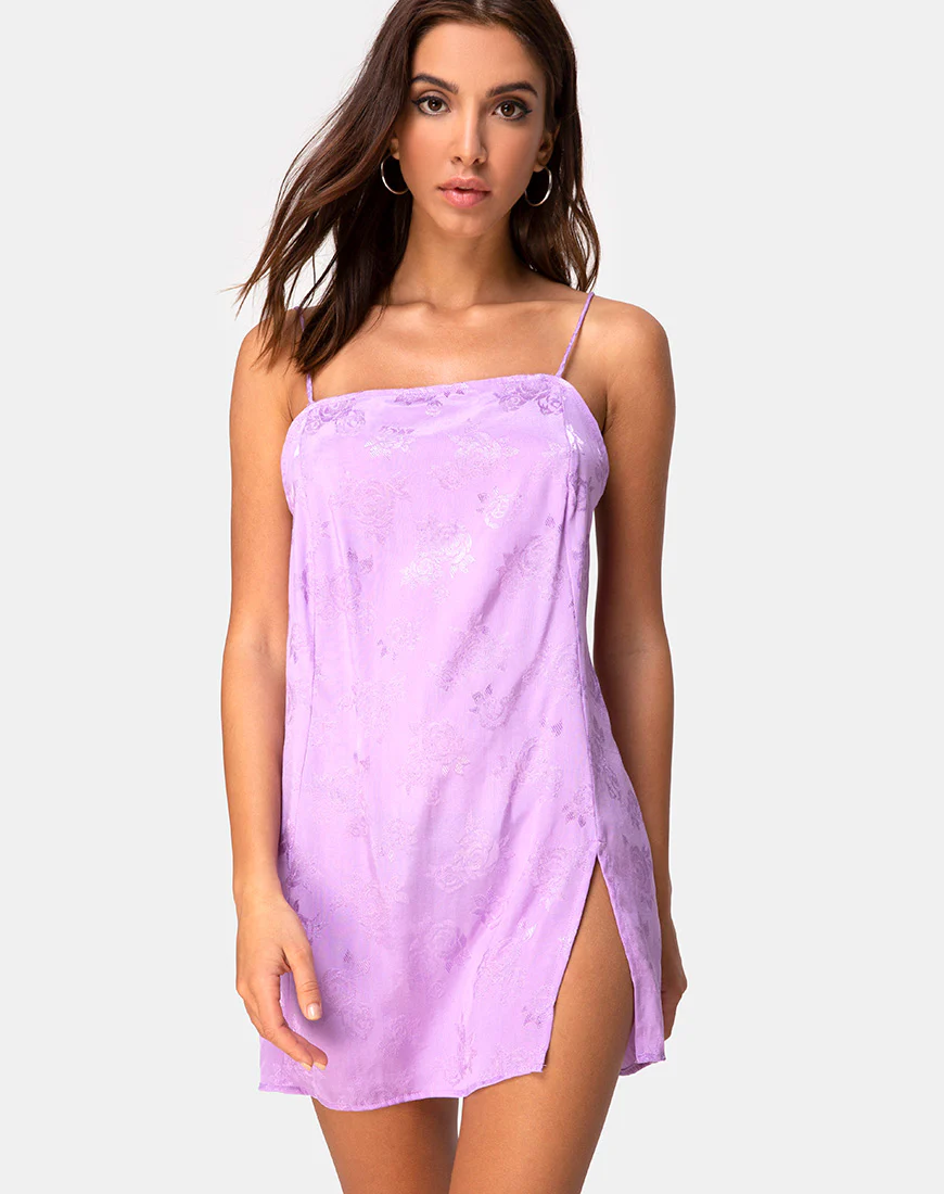 Datista Slip Dress in Satin Rose Lilac - Image 3