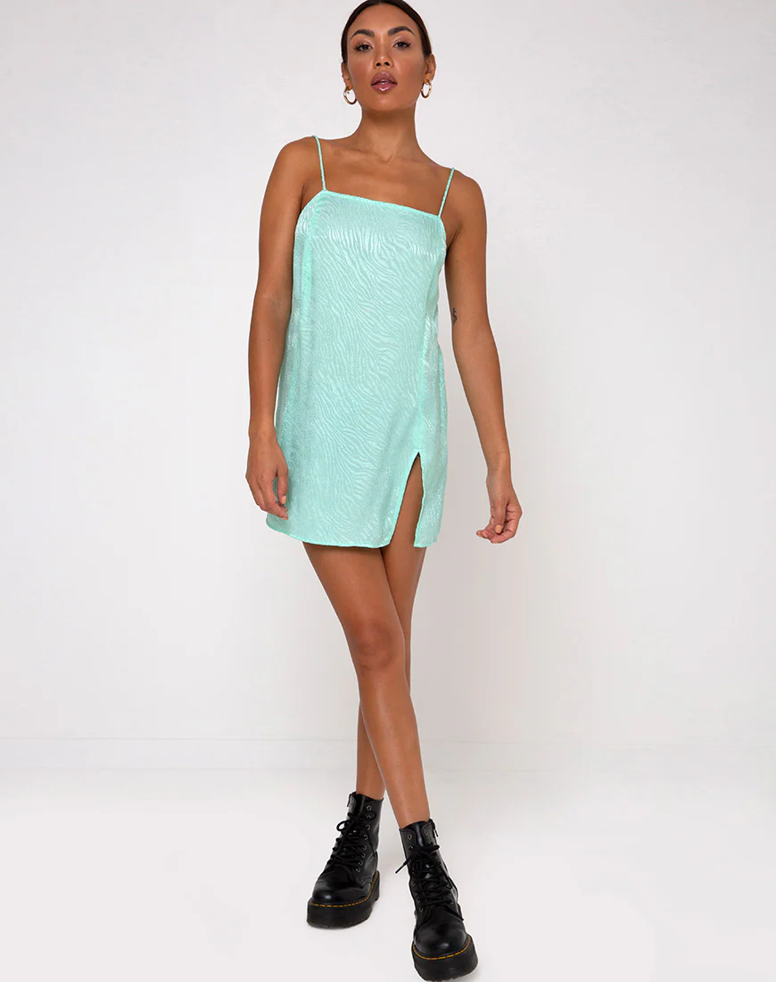 Datista Slip Dress in Zebra Aquamarine - Image 3