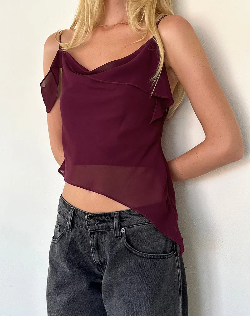 Davila Top in Chiffon Burgundy - Image 2