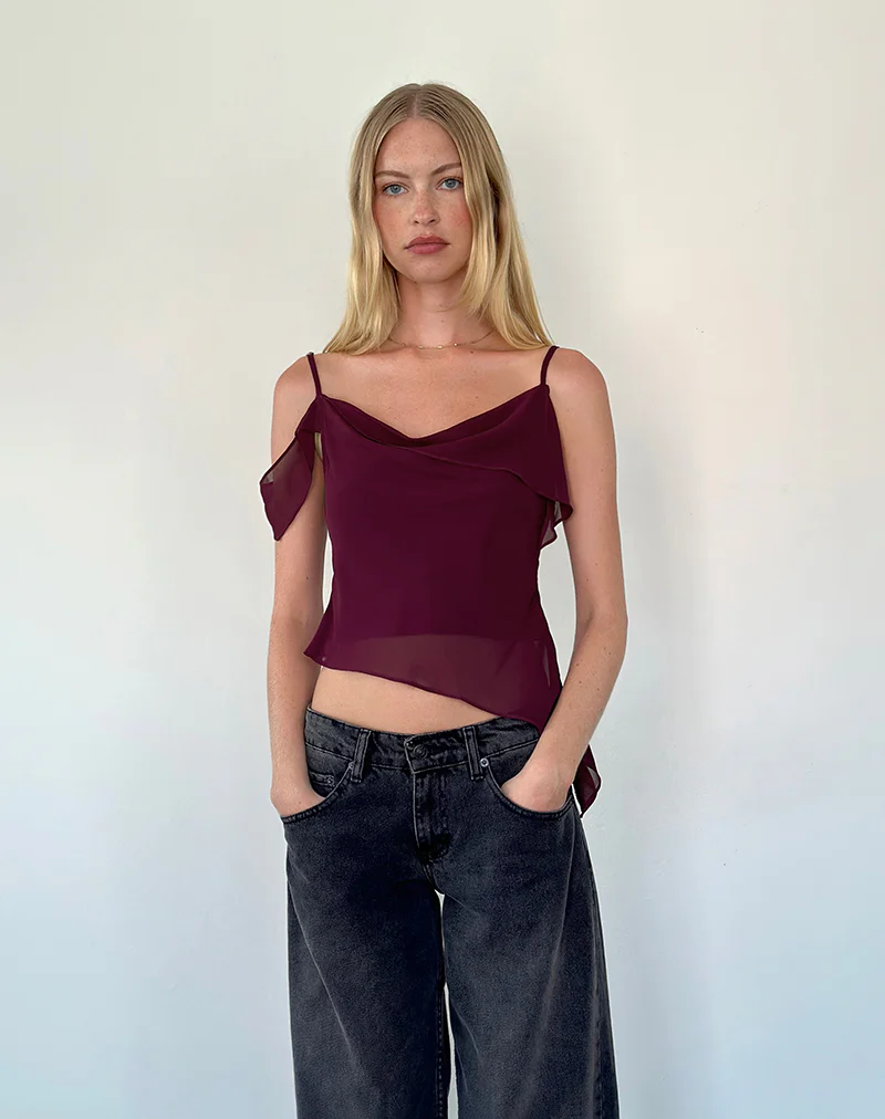 Davila Top in Chiffon Burgundy - Image 4