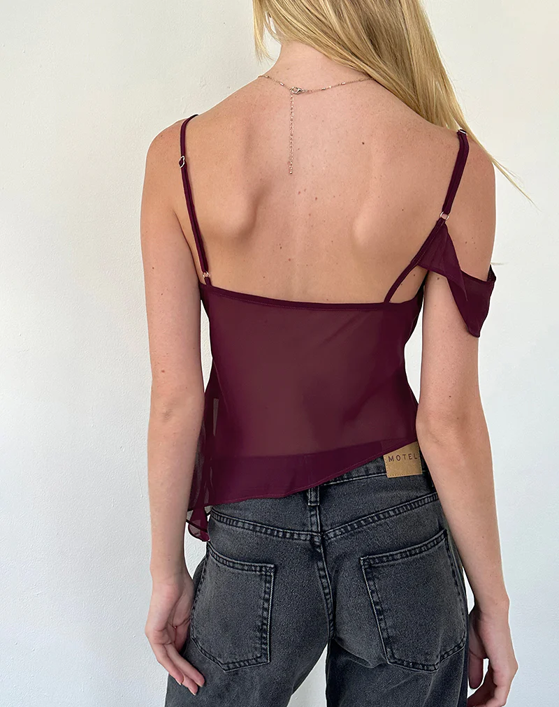 Davila Top in Chiffon Burgundy - Image 5