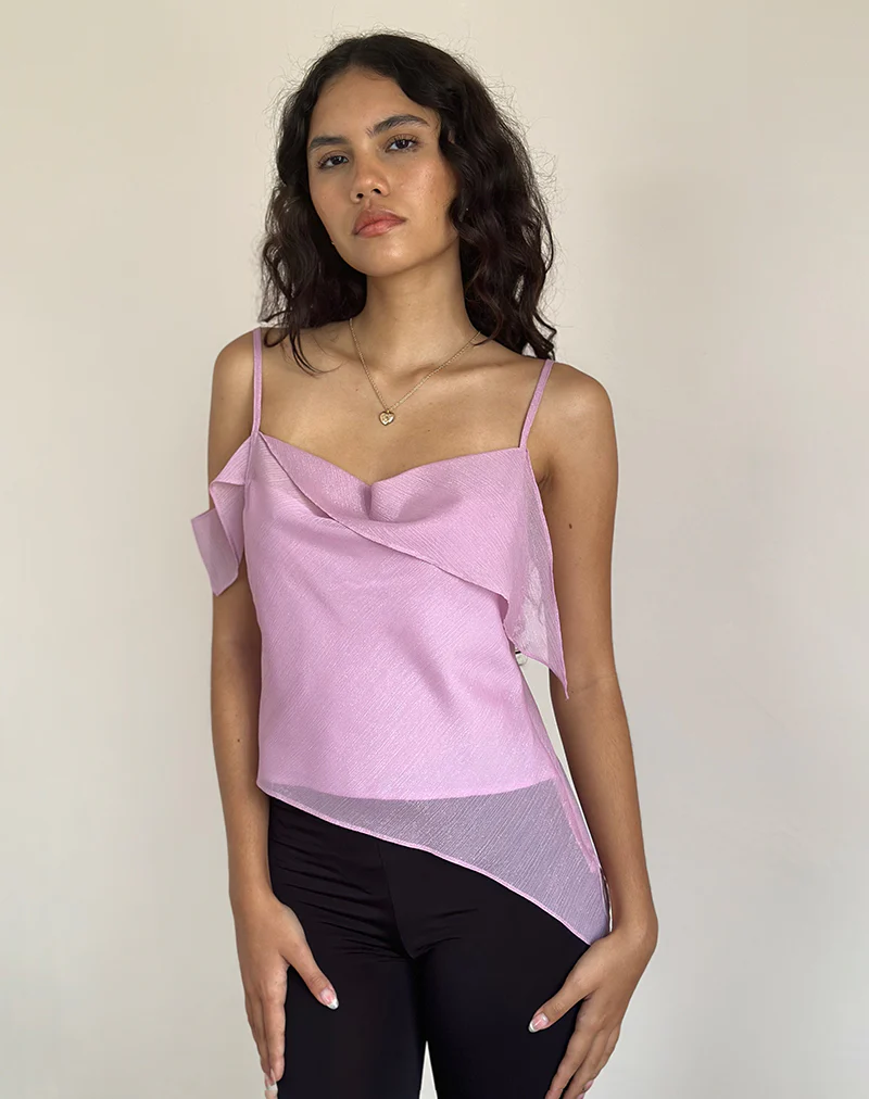 Davila Chiffon Top in Pink Shimmer - Image 2