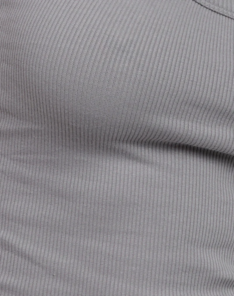 Dax Eyelet Ribbed Vest Top in Grey - Image 6