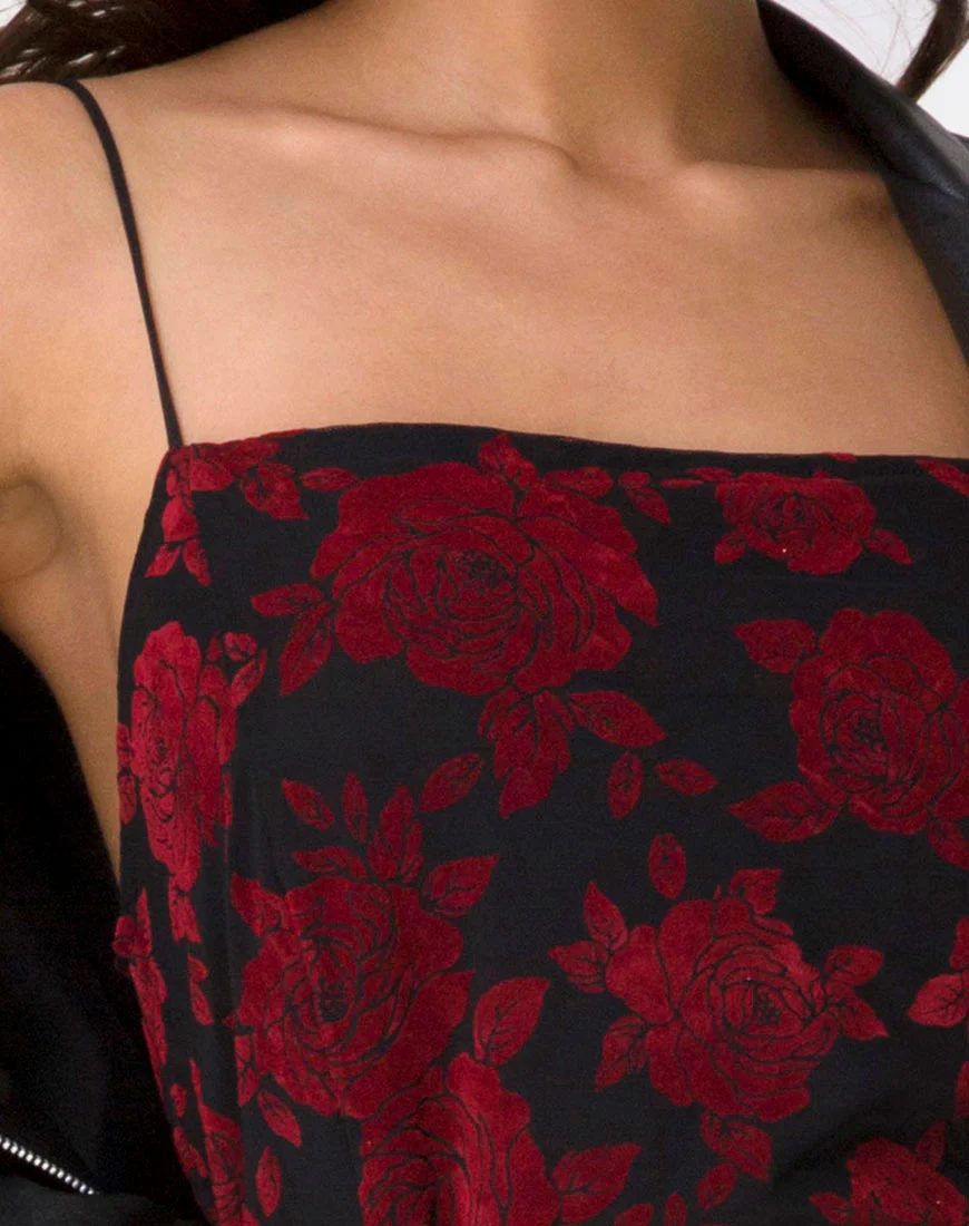 Daxita Dress in Romantic Red Rose Flock - Image 7