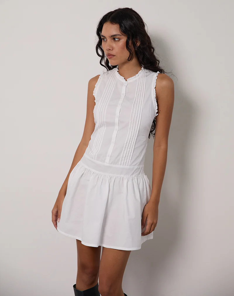 Dayara Mini Dress in Poplin White - Image 5