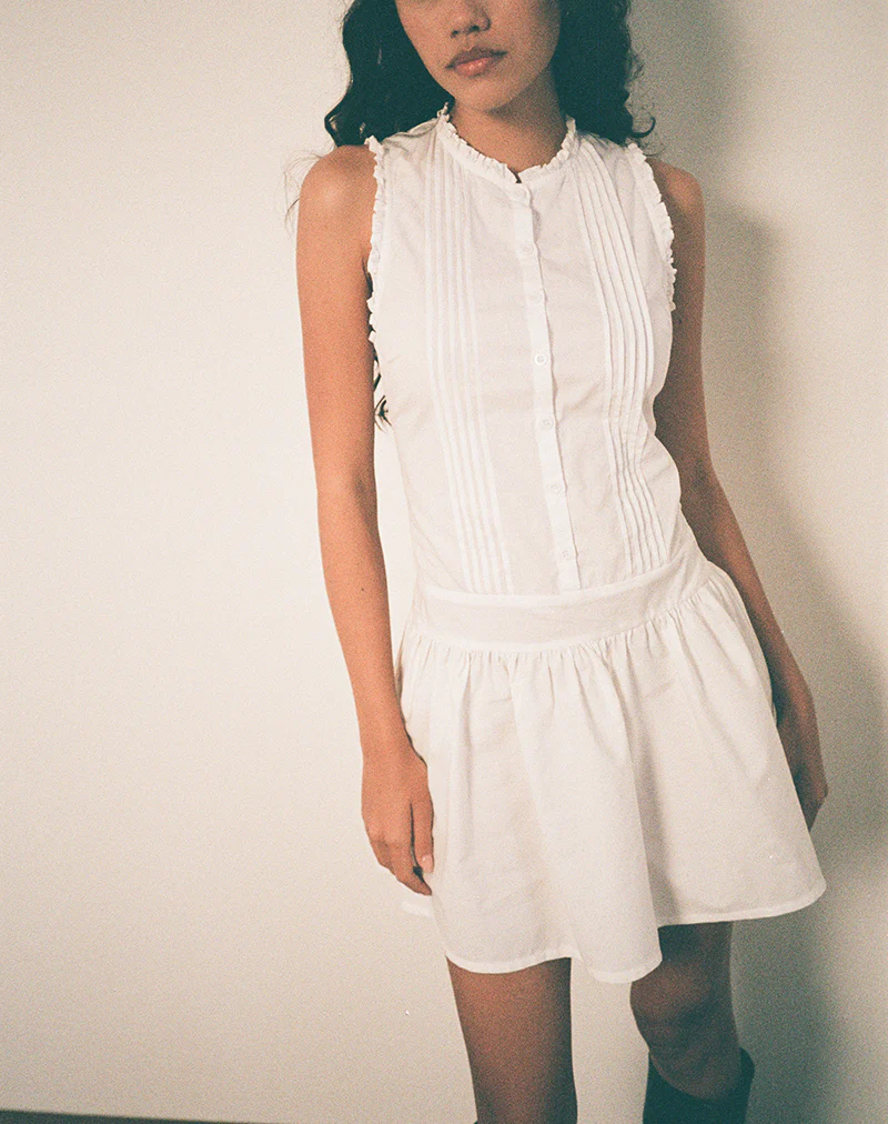 Dayara Mini Dress in Poplin White - Image 6