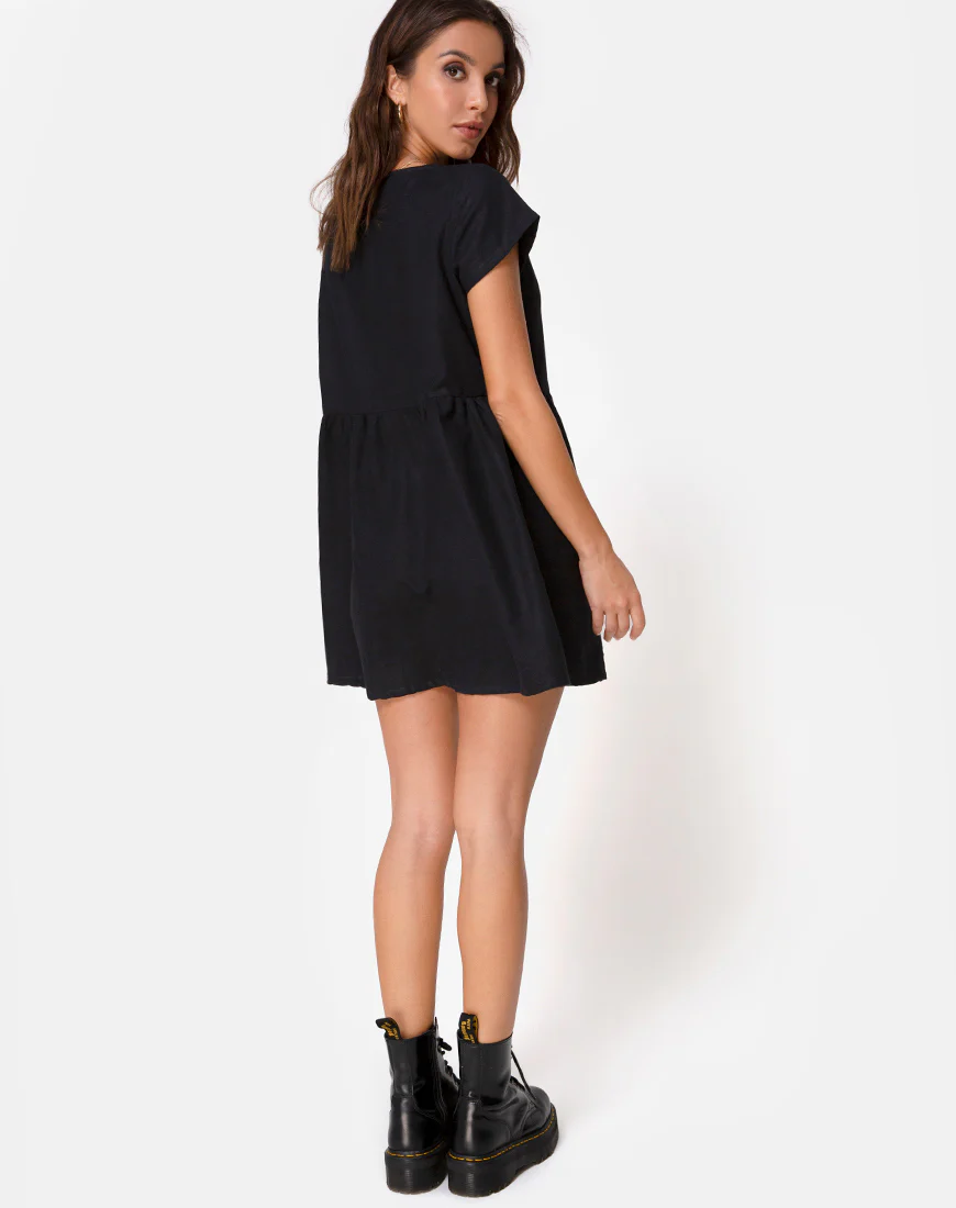 Deira Babydoll Dress in Black - Image 4