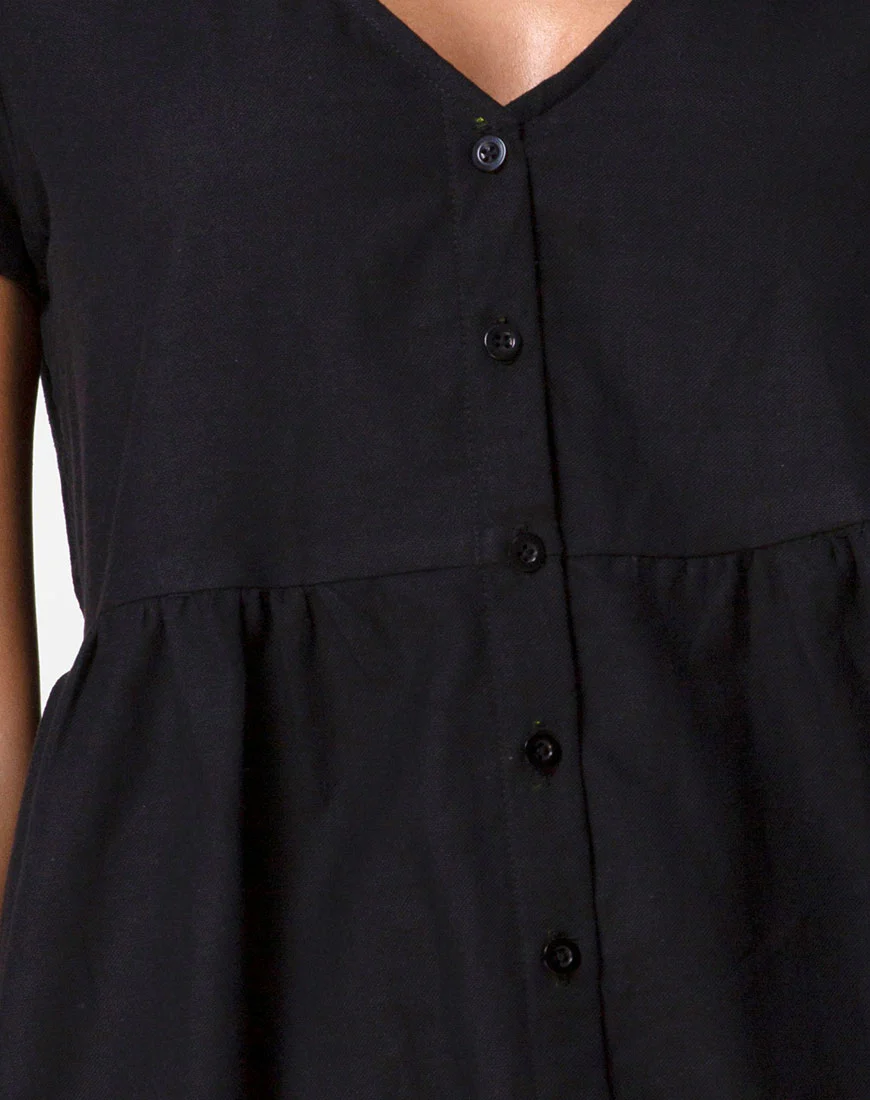 Deira Babydoll Dress in Black - Image 5