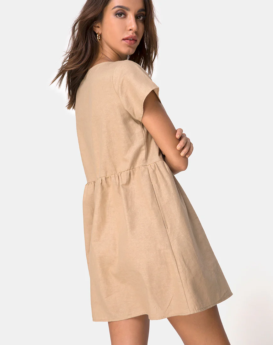 Deira Babydoll Dress in Stone - Image 2