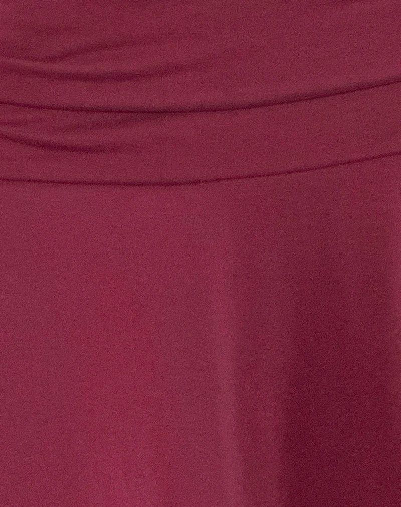 Delita Mini Skirt in Cupro Burgundy - Image 6