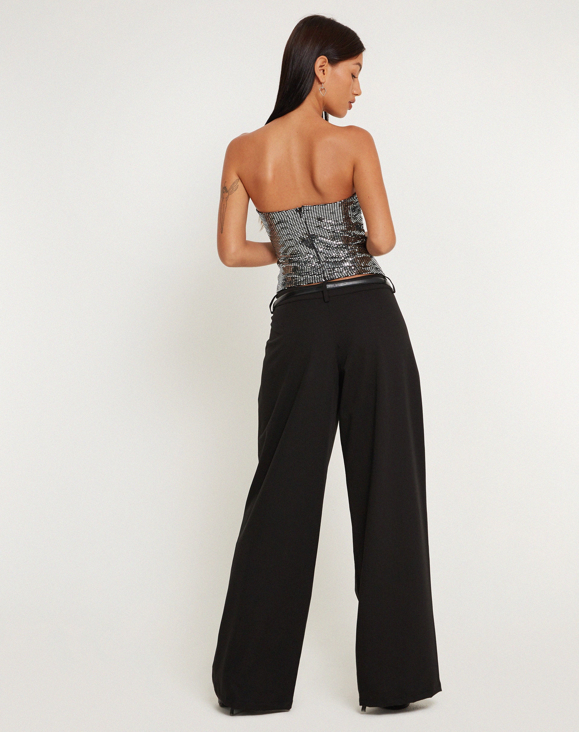 Urban X Motel Dena Bandeau Crop Top in Silver Shimmer - Image 7