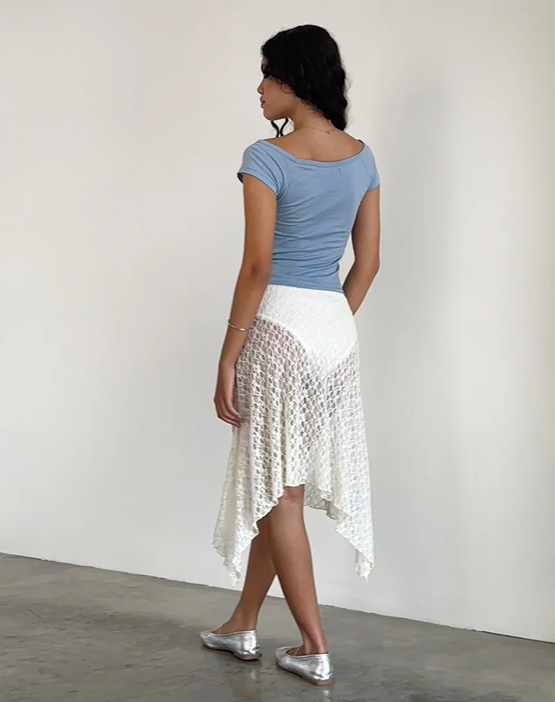 Dendro Midi Skirt in Lace Ivory - Image 4