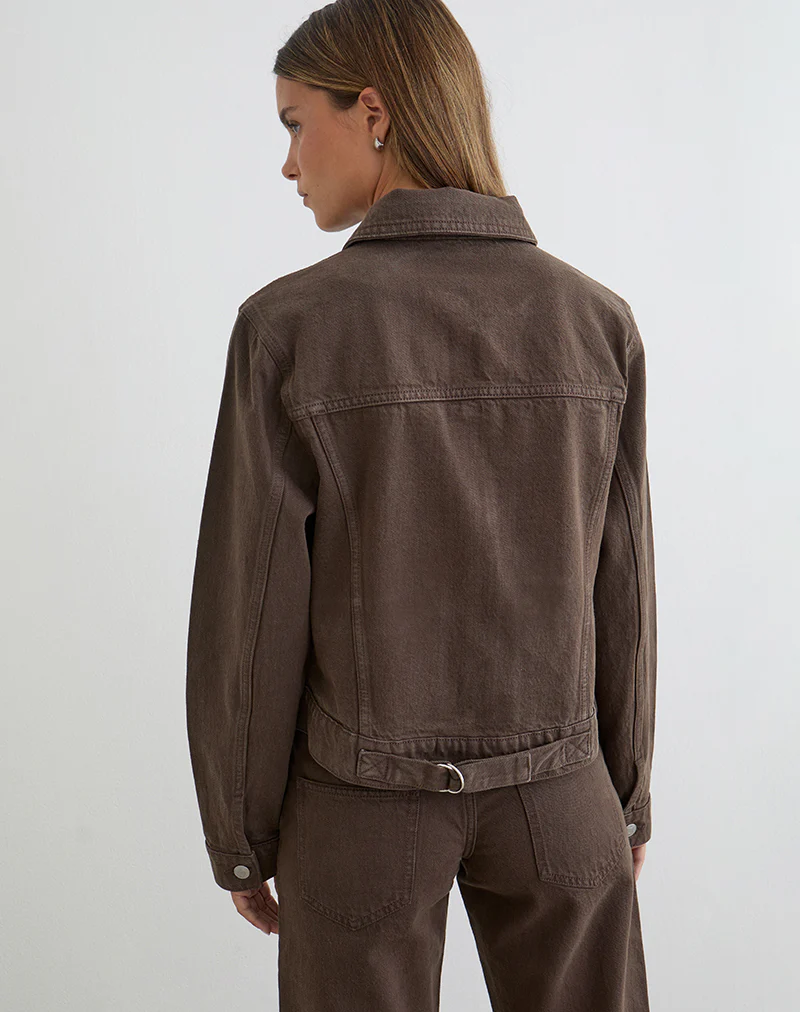 Denim Cinch Jacket in Brown - Image 6