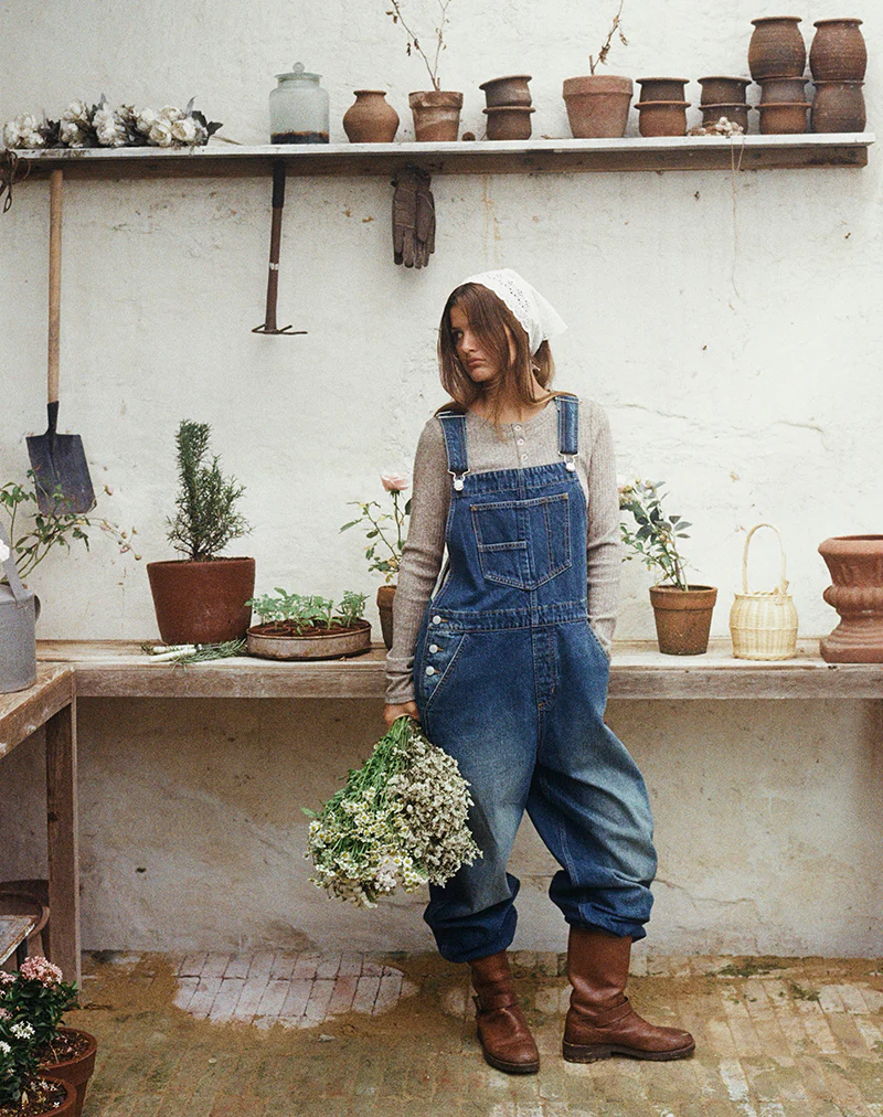 Denim Dungaree in Mid Blue Tint - Image 2