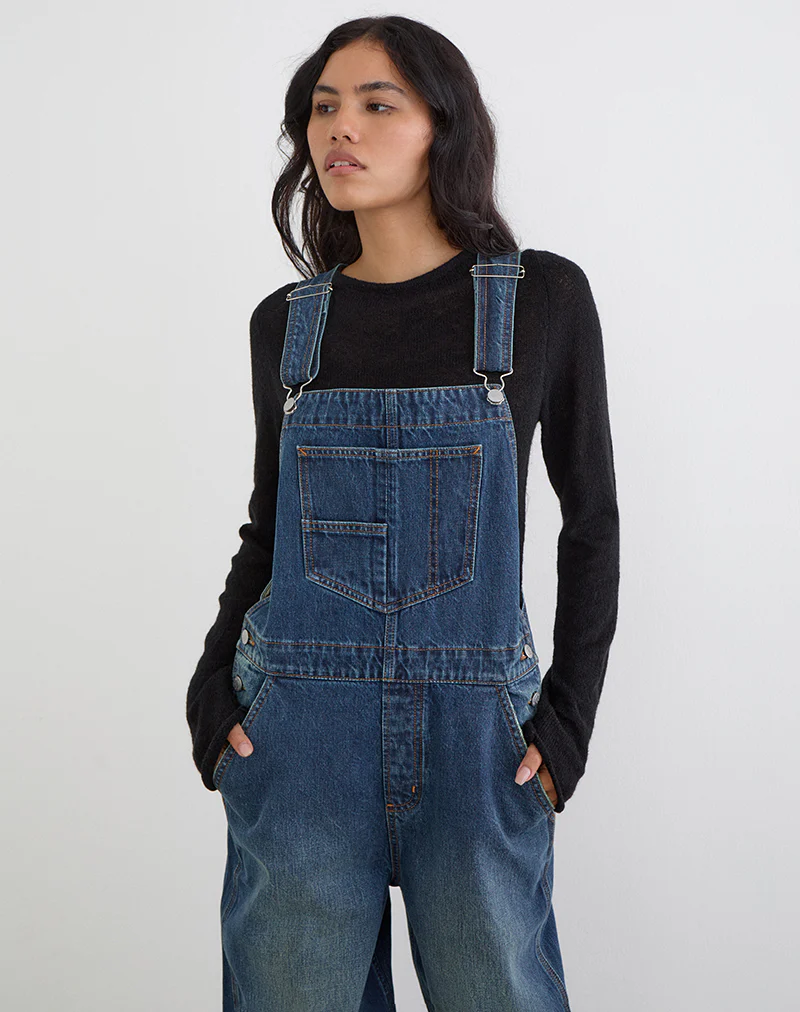 Denim Dungaree in Mid Blue Tint - Image 4