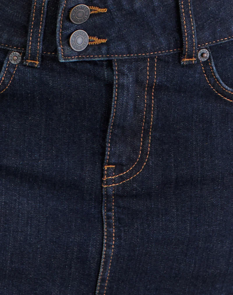 Low Rise Denim Mini Skirt in Indigo - Image 7