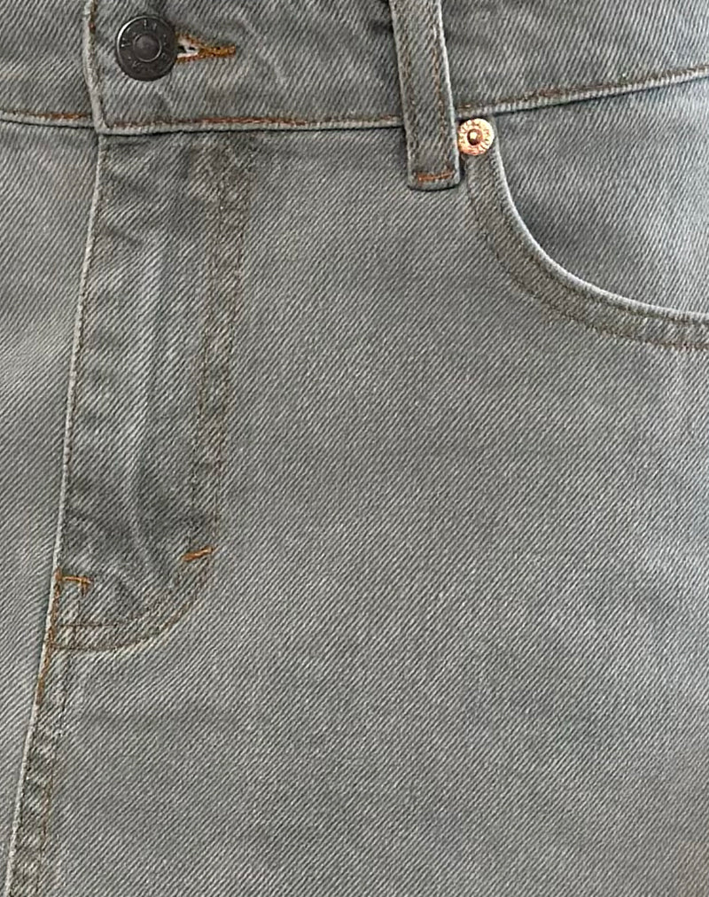 Denim Raw Hem Mini Skirt in Grey Bleach - Image 6