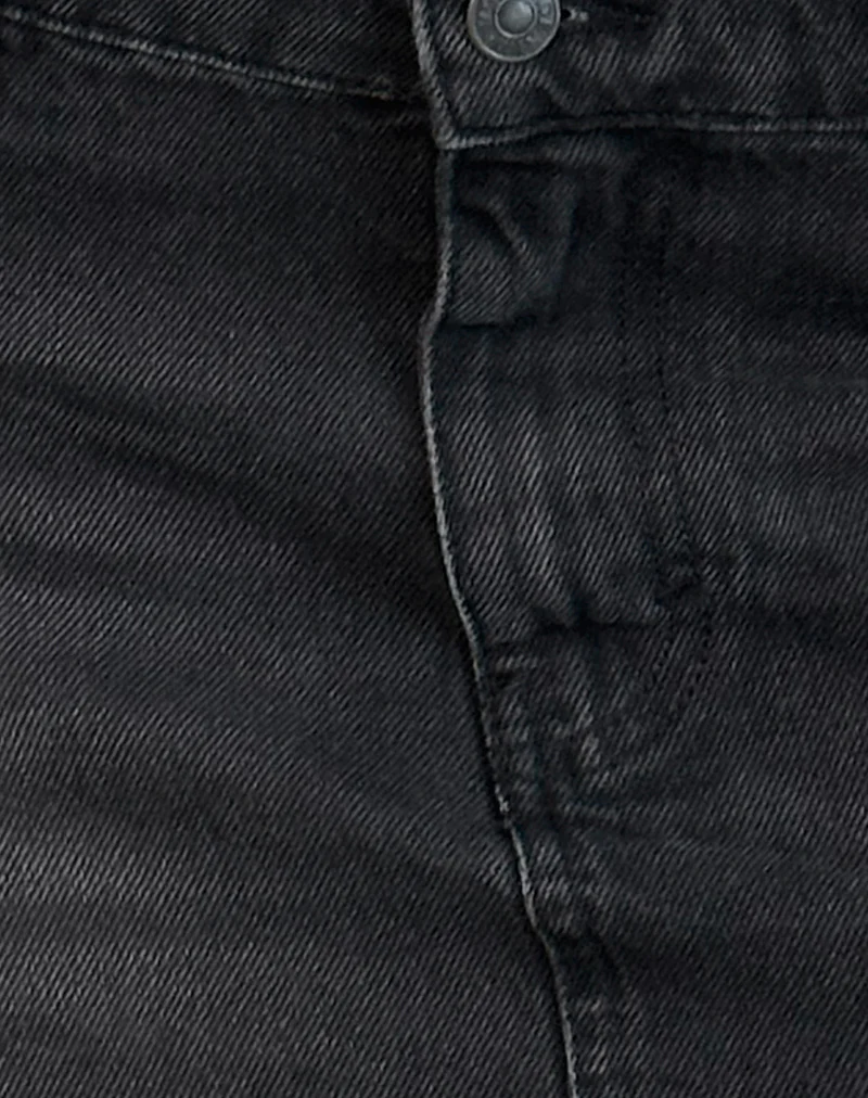 Raw Hem Denim Mini Skirt in Vintage Black - Image 7