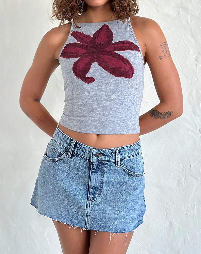 Raw Hem Denim Mini Skirt in Vintage Blue Wash - Image 6