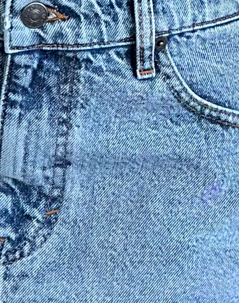 Raw Hem Denim Mini Skirt in Vintage Blue Wash - Image 7