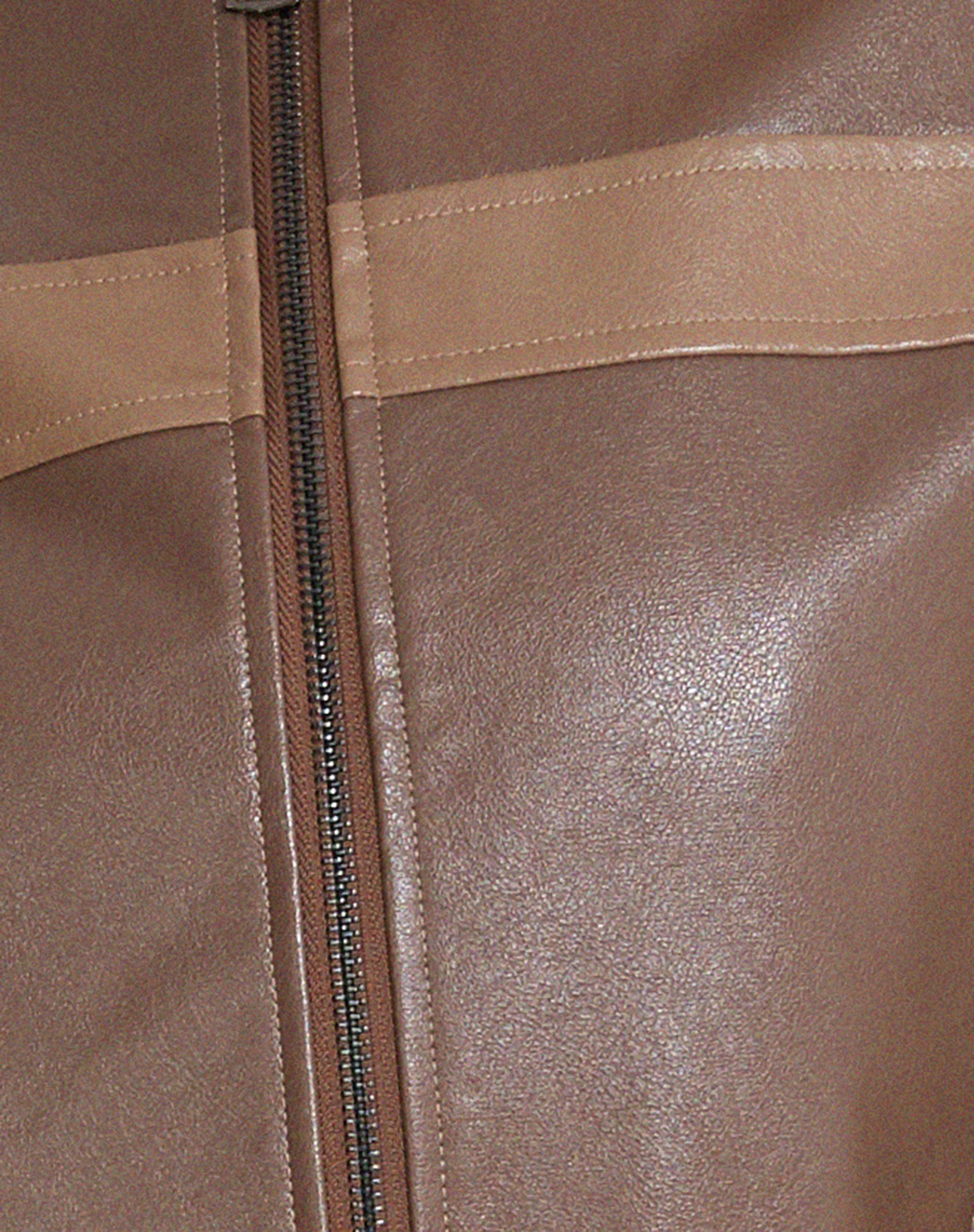 Derby Zip Up Jacket in PU Tonal Brown - Image 7