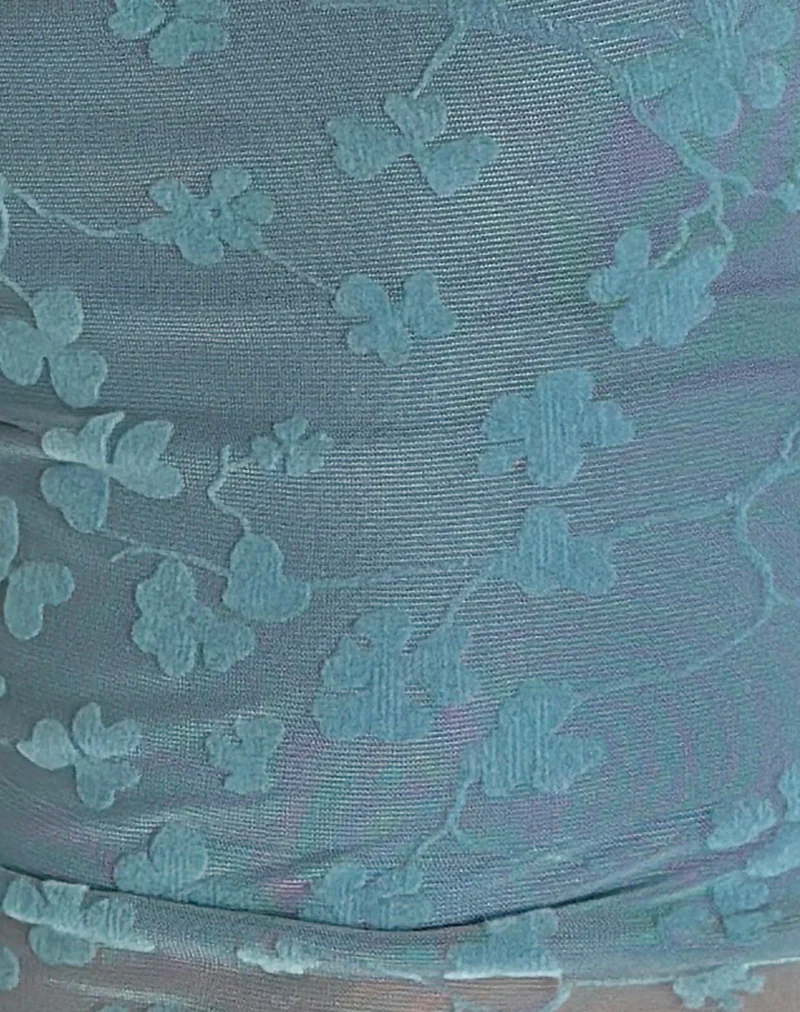Deri Cami Top in Grunge Floral Blue Grey - Image 6