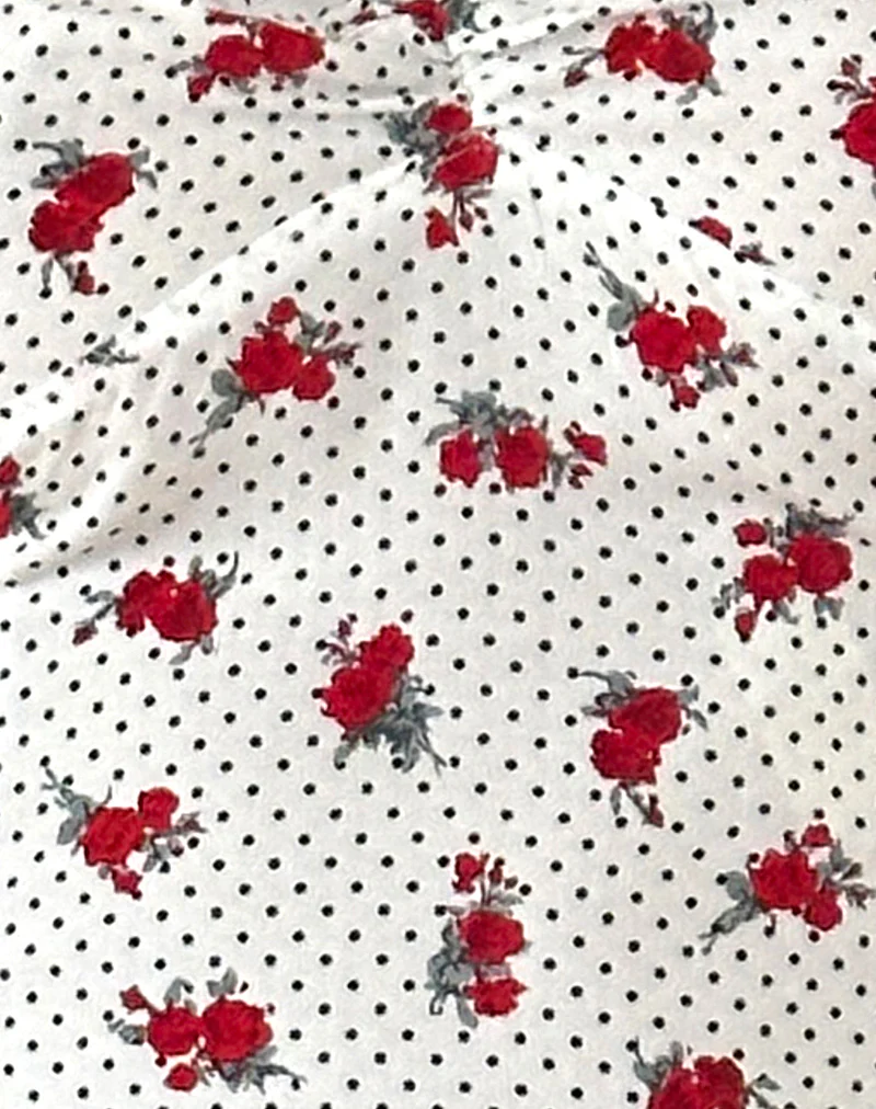 Derige Bardot Top in White Rose Polka - Image 7