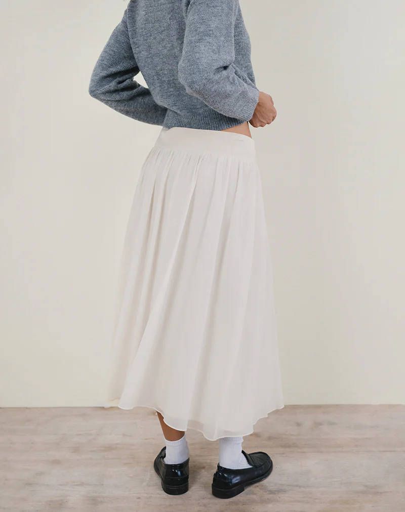 Derika V Waist Maxi Skirt in Cream - Image 3