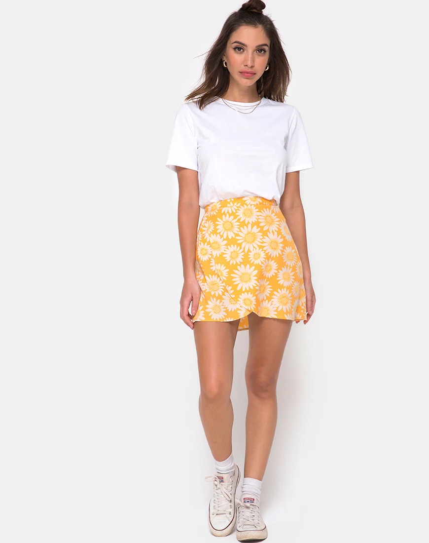 Derla Wrap Skirt in Sunkissed Floral Yellow - Image 3