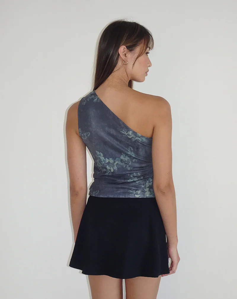 Derse One Shoulder Top in Faded Botanical Green - Image 5