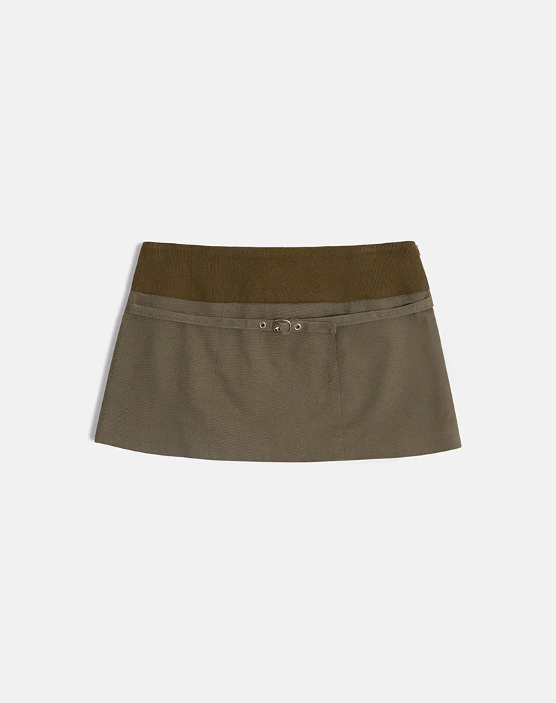 Desau Mini Skirt in Twill Khaki - Image 5