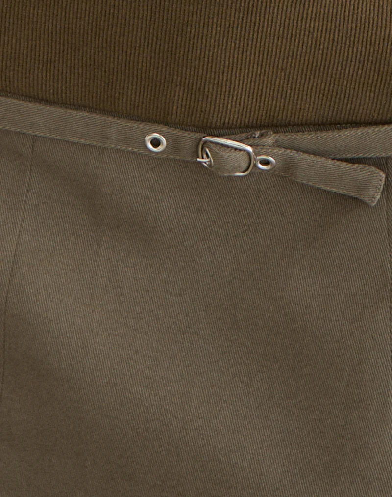 Desau Mini Skirt in Twill Khaki - Image 6