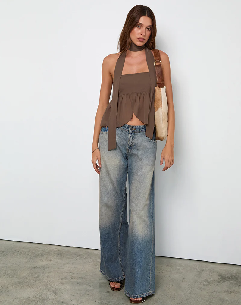 Desir Bandeau Top in Chiffon Coffee - Image 2