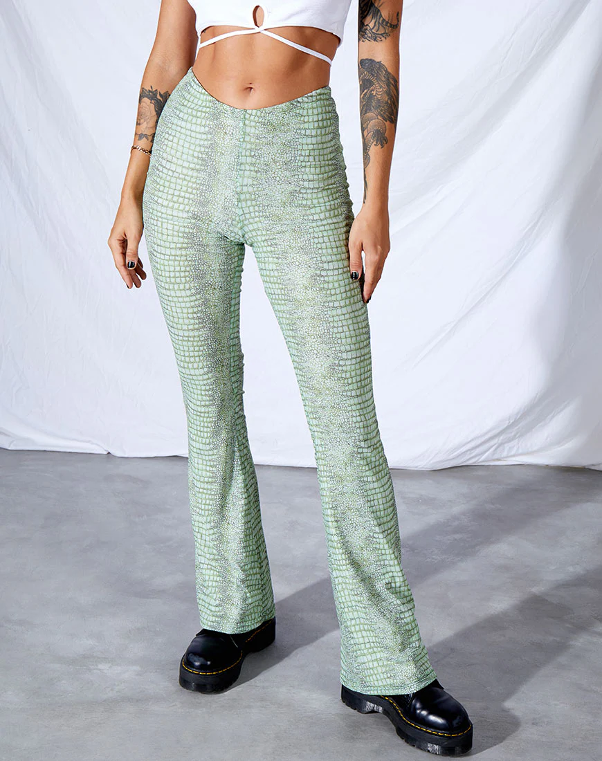 Devan Trouser in Lime Croc - Image 2
