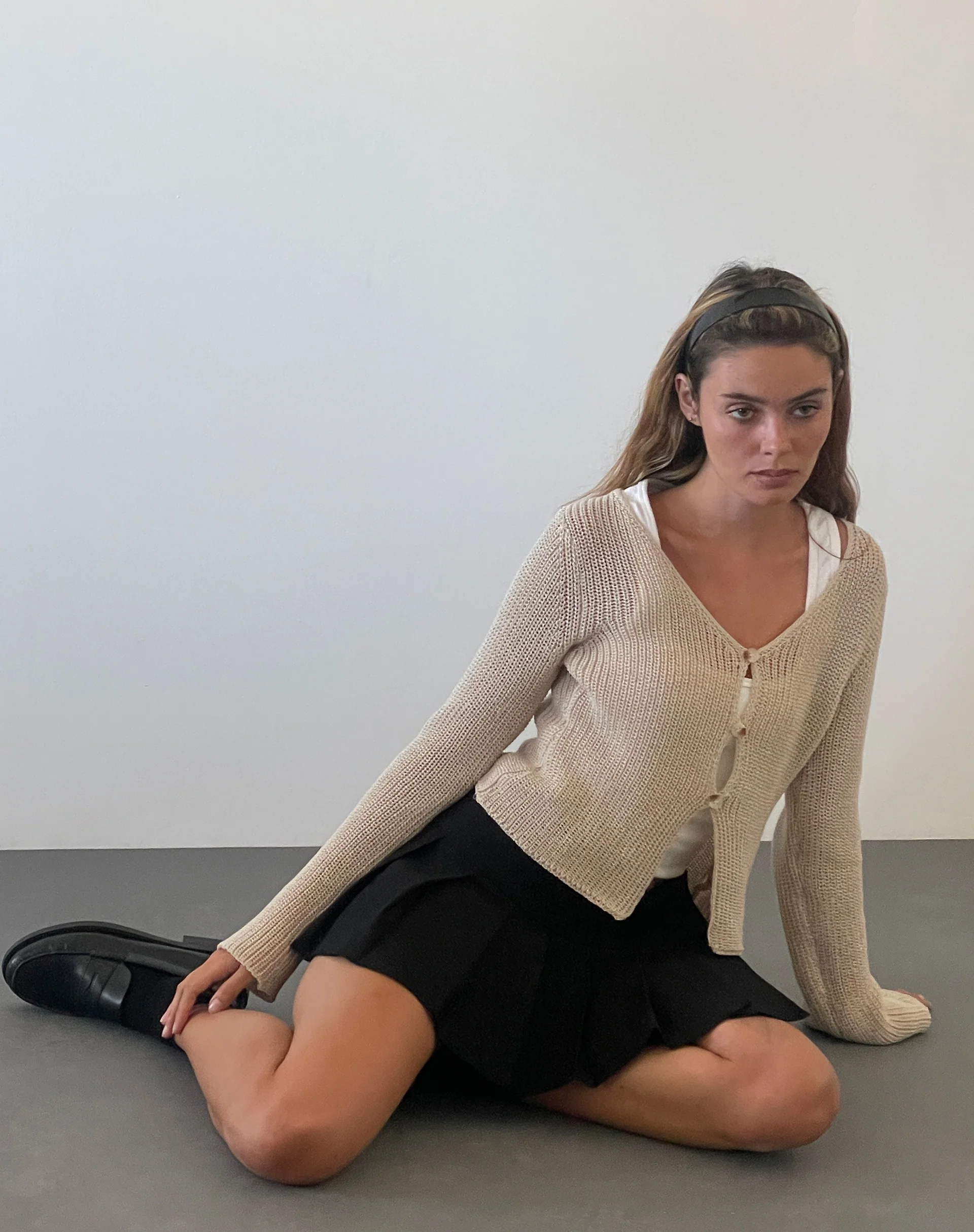 Devita Long Sleeve Knitted Top in Natural - Image 2