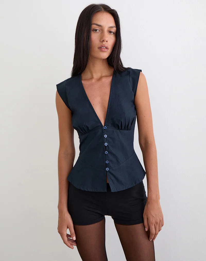 Devlon Blouse in Dark Navy - Image 2