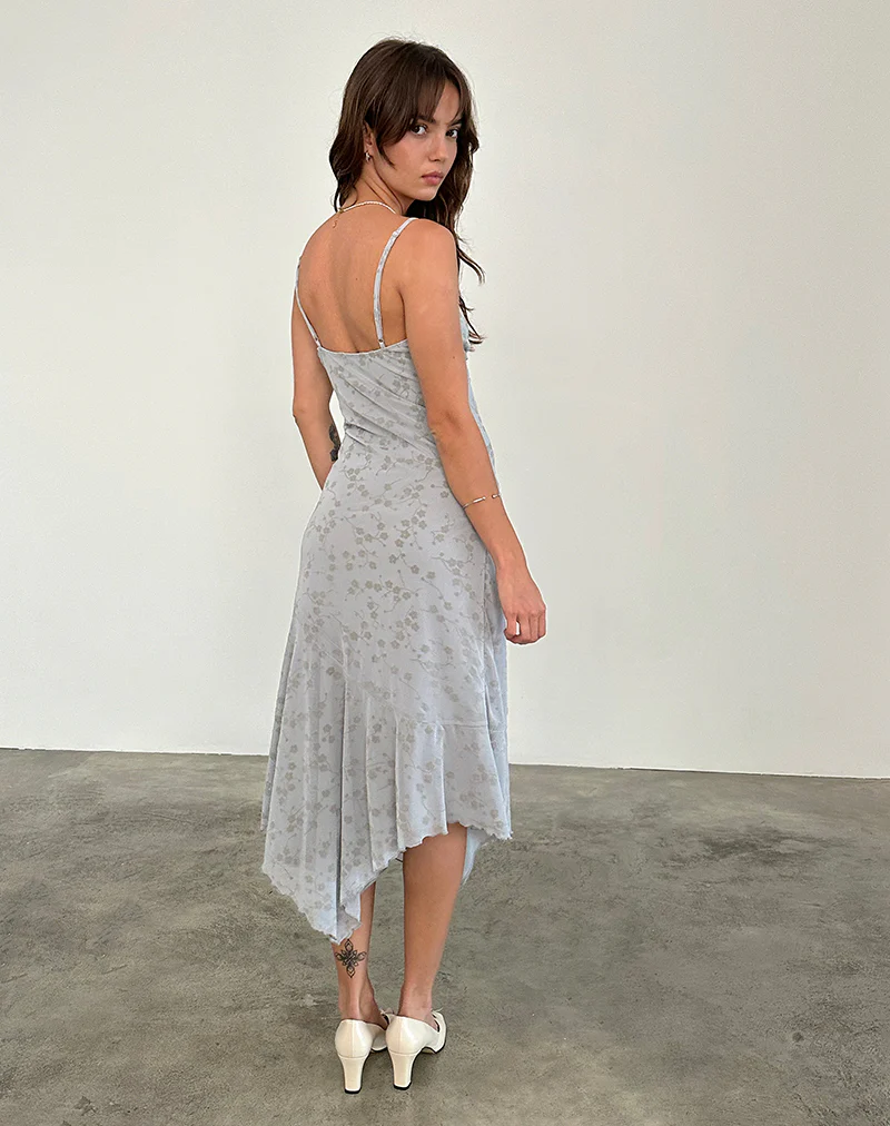 Devon Midi Dress in Flock Chic Petals Grey - Image 3