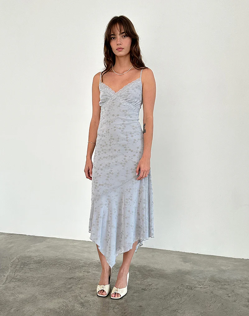 Devon Midi Dress in Flock Chic Petals Grey - Image 4
