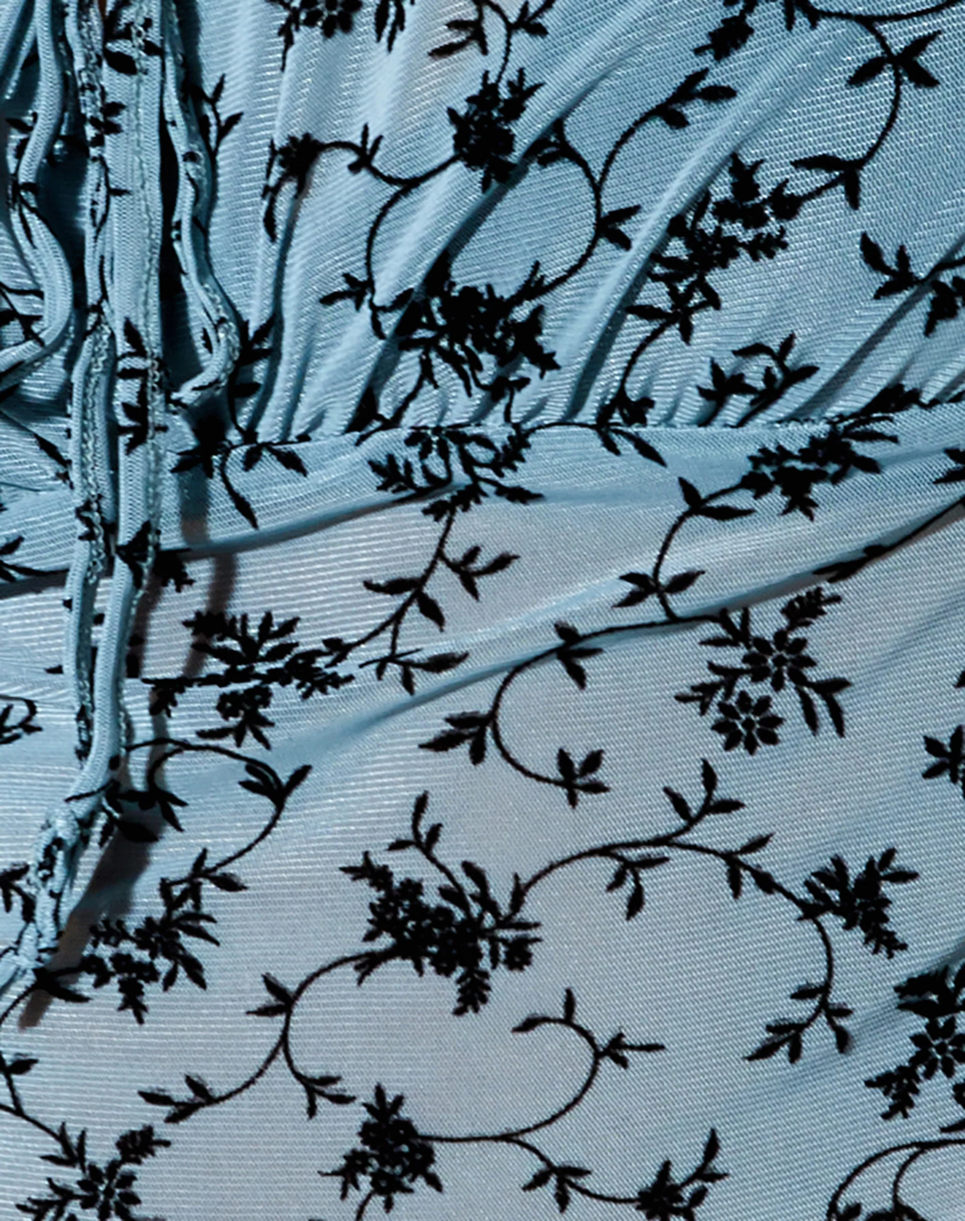 Deyha Crop Top in Love Bloom Grey and Blue Flock - Image 5