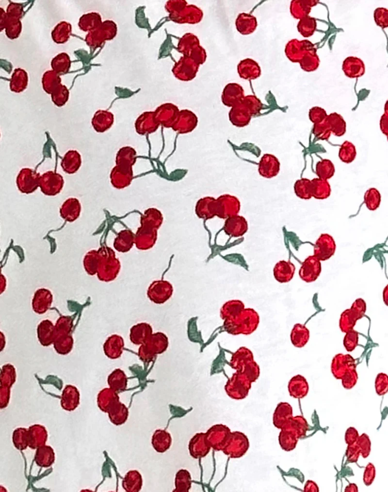 Dheca Mini Skirt in White Cherry Print - Image 7