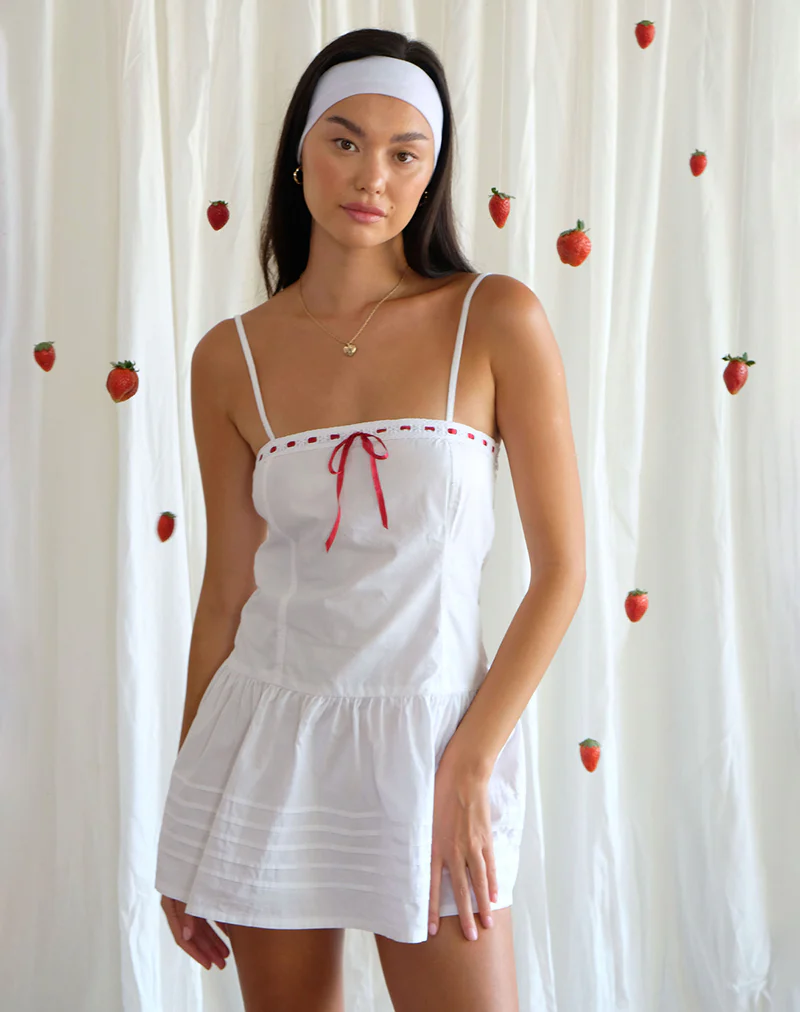 Dhilla Mini Dress in White Poplin - Image 3