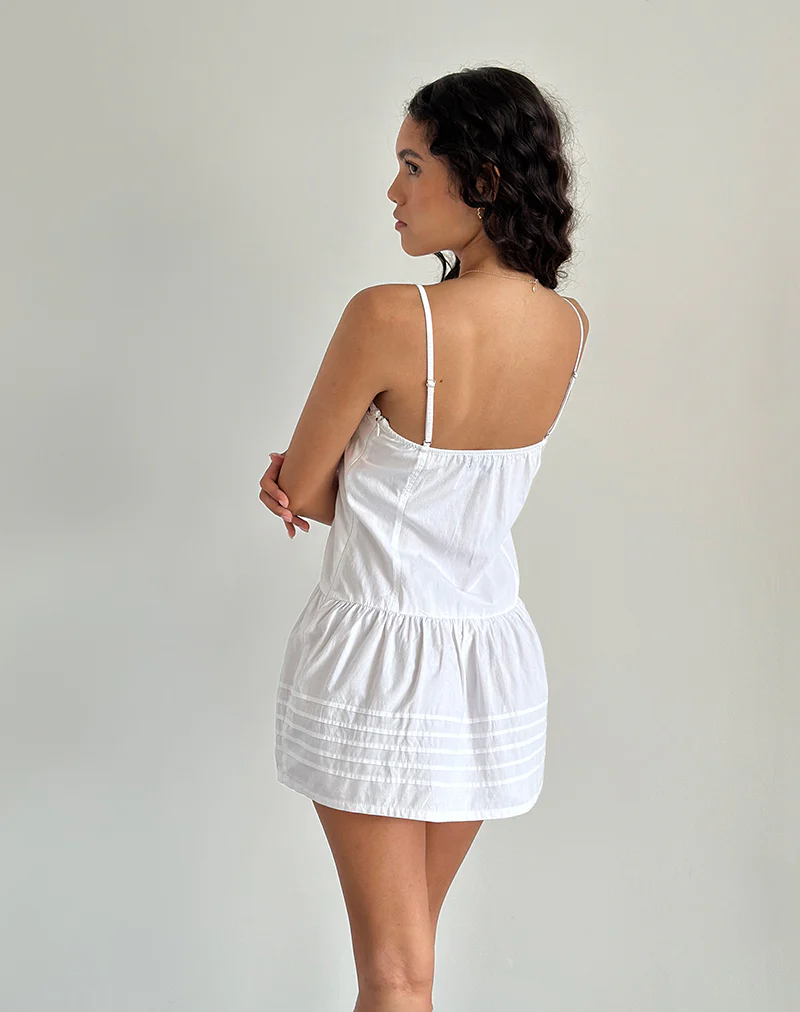 Dhilla Mini Dress in White Poplin - Image 4