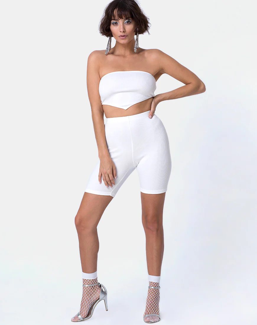 Diamond Tube Top in Mini Rib White - Image 3
