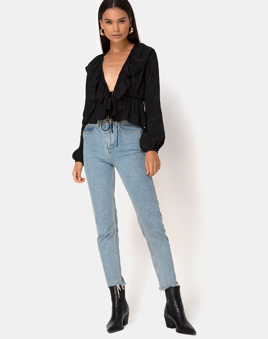 Diar Top in Satin Rose Black - Image 3
